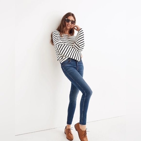 Madewell 9" High Rise Skinny Jeans Raw Hem Edition Women's 24 Blue Paloma Wash - Picture 2 of 13